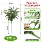 Artgar 12 Pcs Pine Branches - 18 Inch Artificial Green Pine Stem - Real Touch Christmas Greenery Pines Branches for DIY Flower Arrangement Home Indoor Christmas Decor