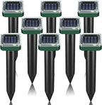 outtkitywi 8 Pc Mole Repellent Solar Powered Sonic Mole Deterrent Spikes, Snake Gopher Vole Repellent for Lawn Garden & Yard Gopher Deterrent, Groundhog Repeller