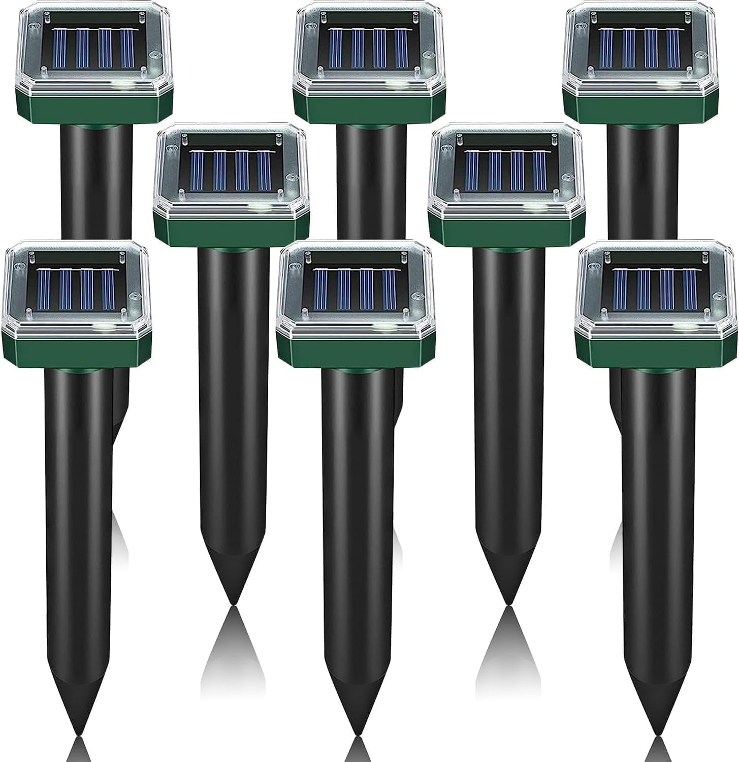 outtkitywi 8 Pc Mole Repellent Solar Powered Sonic Mole Deterrent Spikes, Snake Gopher Vole Repellent for Lawn Garden & Yard Gopher Deterrent, Groundhog Repeller