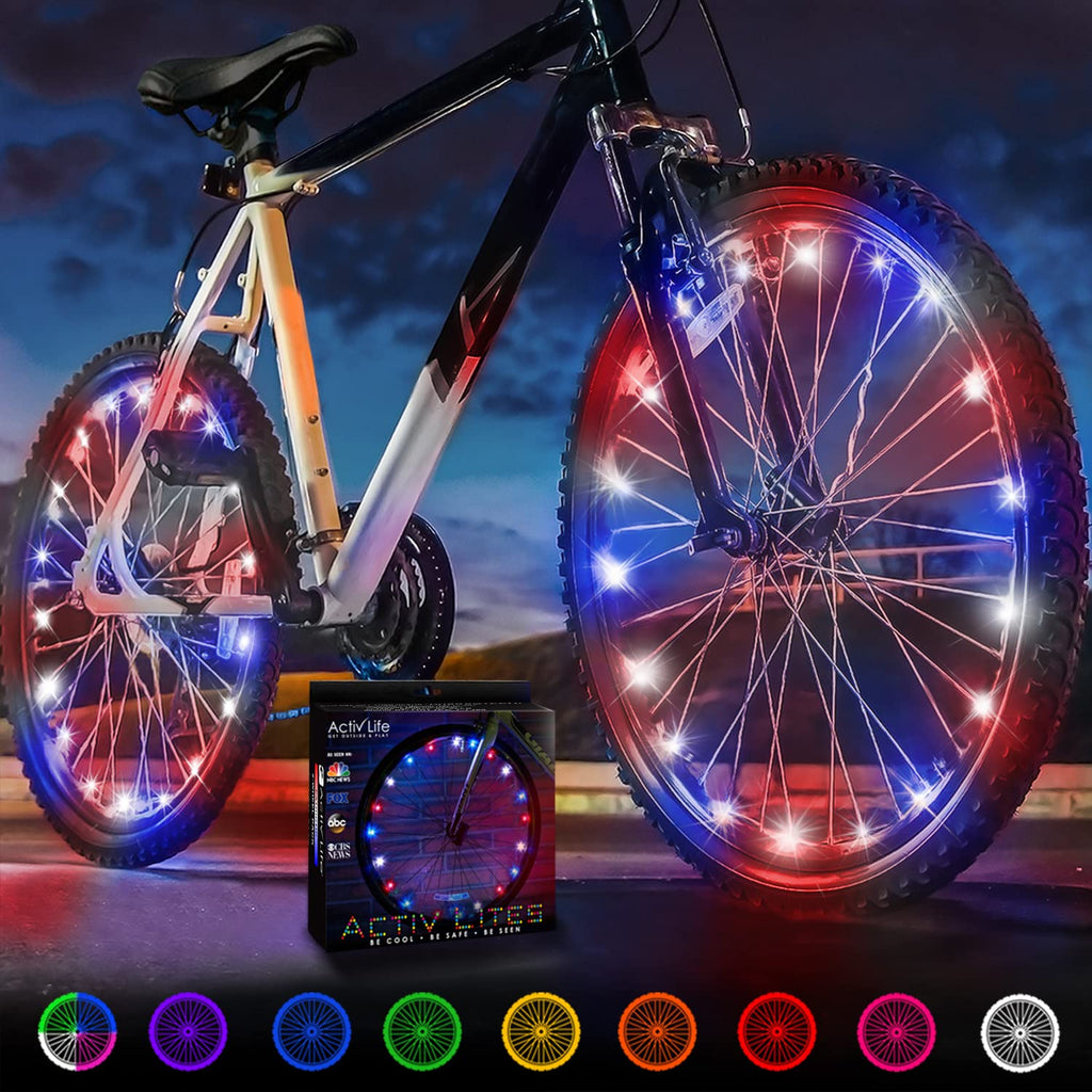 Activ Life Bike Lights (2 Wheels, Patriotic) Unique Gifts for Dad Who Wants Nothing & Gifts for Men Who Have Everything 50 Best from Son Daughter Wife Husband Christmas Ideas for Him 2024 Presents