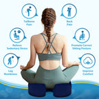 BlissTrends Seat Cushion,5.2in Thick Memory Foam Cushions for Office Chair, Car Seat, Airplane, Relieving Pressure Tailbone Sciatica Back Pain for Long Sitting Office Workers, Car Drivers Blue