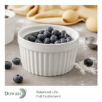 DOWAN Ramekins 12 oz Oven Safe, Creme Brulee Ramekin Souffle Dishes for Baking, Porcelain Samll Bowls for French Onion Soup, Dessert Custard Cups Sauce Dish, Set of 6, Soft White