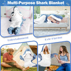 DDMY Shark Blanket Wearable Blanket, XXXL Size Flannel Shark Onesie Funny Halloween Blanket Sleeping Bag for Cosplay, Cartoon Shark Blanket Hoodie for Adult Cozy Throw Blankets Christmas Blanket