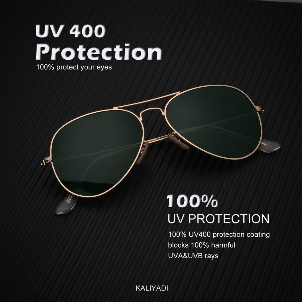 Classic Aviator Sunglasses for Men Women Driving Sun glasses Polarized Lens UV Blocking (3 Pack) 58mm