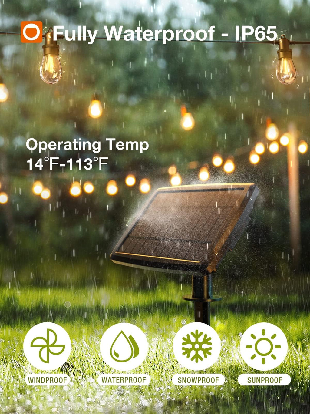 addlon 54(48+6) FT Solar String Lights Outdoor Waterproof with USB Port & Remote Control Solar Patio Lights Long Last for 20+Hrs Dimmable Solar Power LED Bulbs for Porch Garden Market Bistro