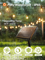 addlon 54(48+6) FT Solar String Lights Outdoor Waterproof with USB Port & Remote Control Solar Patio Lights Long Last for 20+Hrs Dimmable Solar Power LED Bulbs for Porch Garden Market Bistro