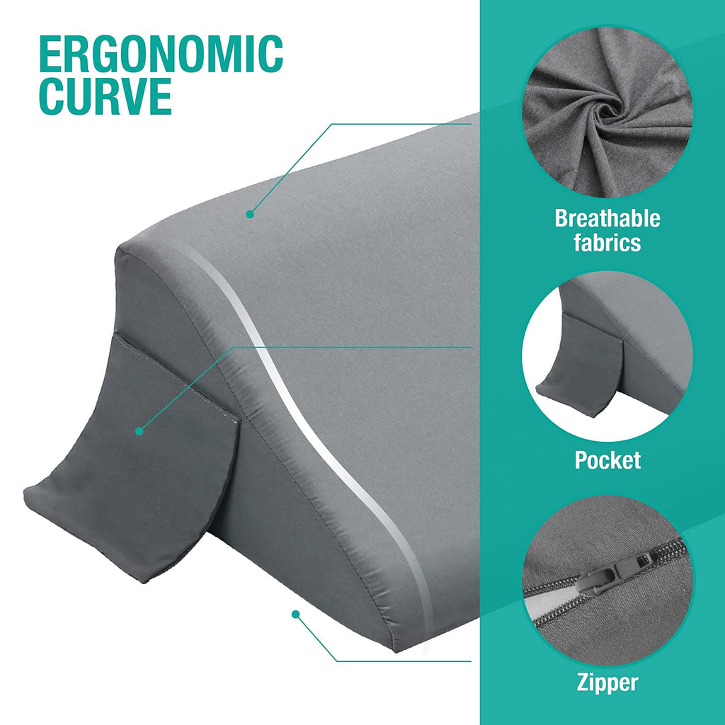Vekkia Full Size Bed Wedge Pillow/Headboard Pillow Wedge/Mattress Wedge,Bed Gap Filler to Close Gap (0-6") Between Headboard and Mattress (Gray 54"x10"x6")