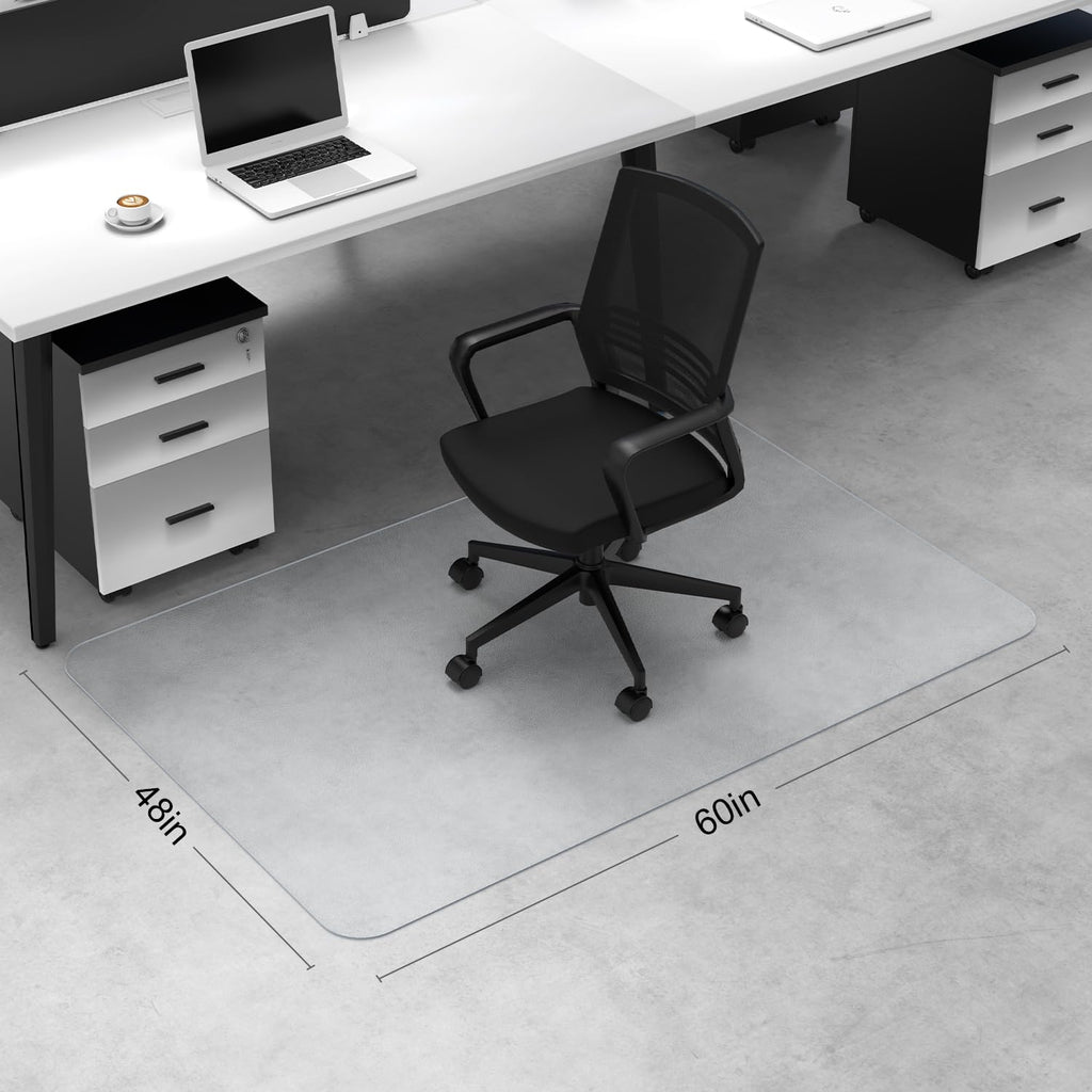 Blvornl Office Chair Mat for Hard Wood Floor, Sturdy Plastic Protector Floor Mat for Office Chair, Rectangle Transparent PVC Computer Hard Floor Chair Mat for Desk, Office, Home (Clear, 48 X 60in)