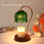 Dimmable Flower Candle Warmer Lamp with Timer, Green Candle Lamp Warmer for Jar Candle, 2024 Womens Gifts for Christmas, Xmas Gifts for Mom Unique, Home Decor for Bedroom Living Room Decor Aesthetic