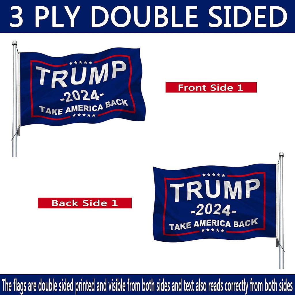 Trump 2024 Flag Double Sided 4x6 Outdoor- Donald Trump Take America Back Flags Banner Heavy Duty Durable Polyester 2024 Trump for President Flag with 2 Brass Grommets 4 Rows Stitched