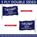 Trump 2024 Flag Double Sided 4x6 Outdoor- Donald Trump Take America Back Flags Banner Heavy Duty Durable Polyester 2024 Trump for President Flag with 2 Brass Grommets 4 Rows Stitched