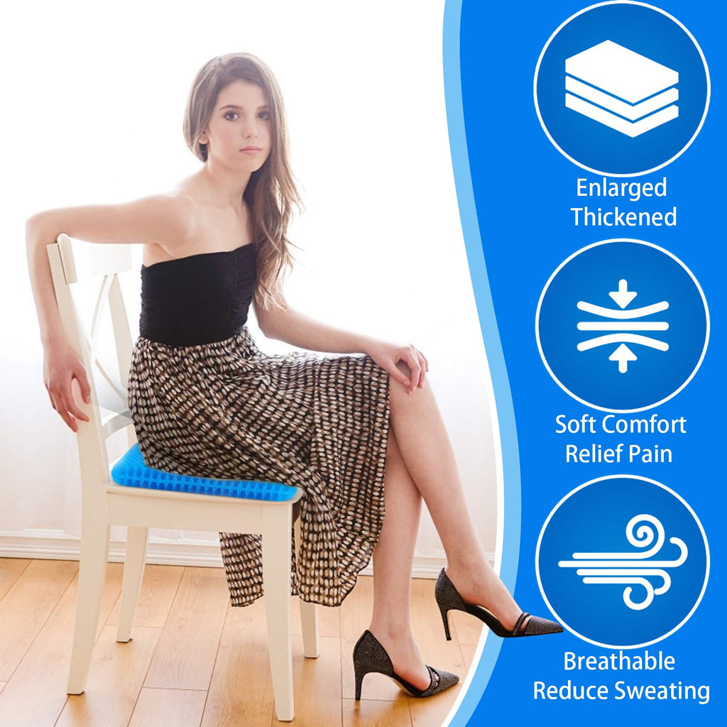 KYSMOTIC Large Gel Seat Cushion for Long Sitting (Super Large & Thick), Soft & Breathable, Gel Cushion for Wheelchair Reduce Sweat, Gel Chair Cushion for Hip Pain, Gel Seat Cushion for Office Chair