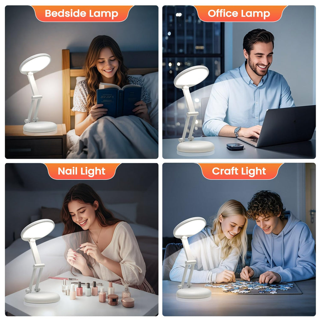 One Fire Rechargeable Table Lamp,Dimmable Cordless Lamp Desk Lamp for Dorm,3600mAh Battery Operated Lamp Rechargeable Lamp,Small Desk Lamp Portable Light for Office/Study/Nail/Craft/Puzzle(Warm Light)