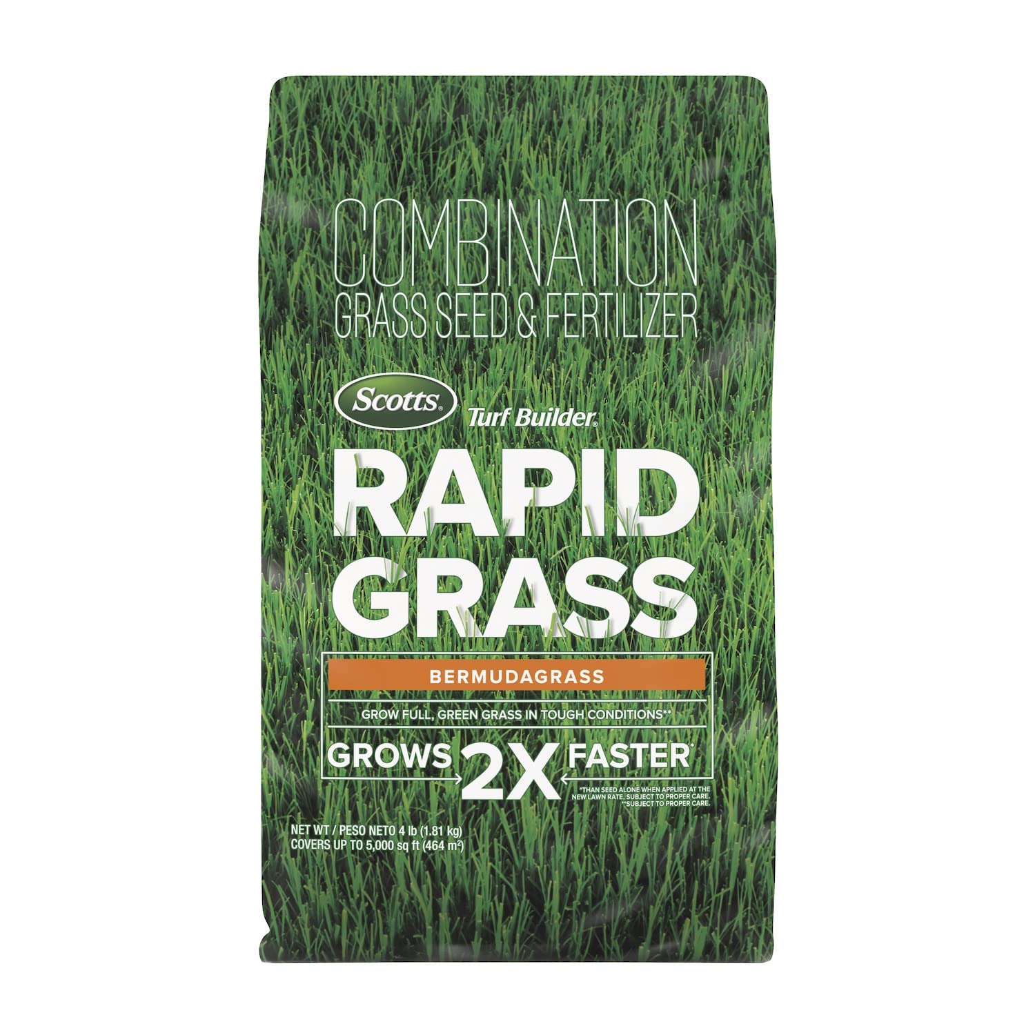 Scotts Turf Builder Rapid Grass Bermudagrass, Combination Seed and Fertilizer, Grows Green Grass Fast, 4 lbs.