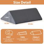 BIEEZZK Knee Wedge Pillow for Pain Relief - Memory Foam Leg Elevation Pillow for Post-Surgery Recovery, Sciatica, Hip & Back Support - Knee Wedge for Sleeping, Ankle & Joint Care, Velvet Grey