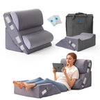 Ahpmeoa 6PCS Wedge Pillow Set for After Surgery, Back Support Pillow for Bed, Bed Wedge Pillow for Post Surgery, Back Rest Pillow for Sitting in Bed, Pillow for Back Pain Relief, Plush Grey