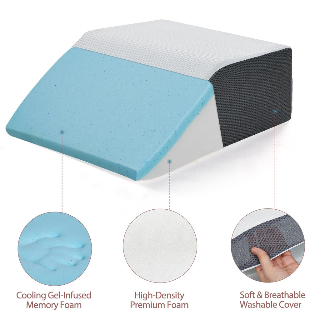 Touchutopia Leg Elevated Pillow, High-Density Leg Pillow Rest Elevating Foam Wedge, Supportive Foam Leg Wedge Pillow - Relieves and Recovers Foot and Ankle Injury, Leg Pain, Improves Blood Circulation