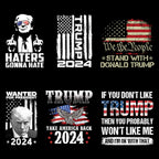 6 Sheets Funny Trump Theme Iron on Transfer Patches for T-Shirts Iron on Decals Stickers DIY Crafts Heat Transfer Vinyl Stickers DT Fight Iron on Patches for Clothing Backpacks Jeans Decorations