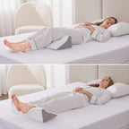 Bedluxe Wedge Pillow for Side Sleeping, Comfort Foam Back Pillow for Side Sleeper, Bed Wedges & Body Positioners for After Surgery, Pregnancy Support, Back Pain, Preventing Bedsores, White/Grey