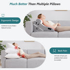Longering 3 PCS Upgraded Bed Wedge Pillow for Sleeping - 35D Post Surgery Pillow for Back Leg Pain Relief - 22" Wide Adjustable Triangle Wedge Pillow Set for Acid Reflux & GERD & Snoring(white grey)