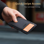 Slim Minimalist Front Pocket RFID Blocking Leather Wallets for Men and Women - Carbon Fiber Black