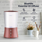 BlueHills Large 2000 ML XL Essential Oil Diffuser Aroma Humidifier 2 Liter Capacity for Big Living Room Home Baby Long Run XL Huge Coverage Area High Mist Timer Dark Wood Grain 2L S3