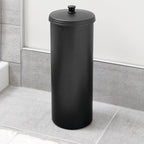 iDesign Freestanding Bathroom Toilet Paper Storage Holder with Lid for 3 Extra Rolls, Matte Black