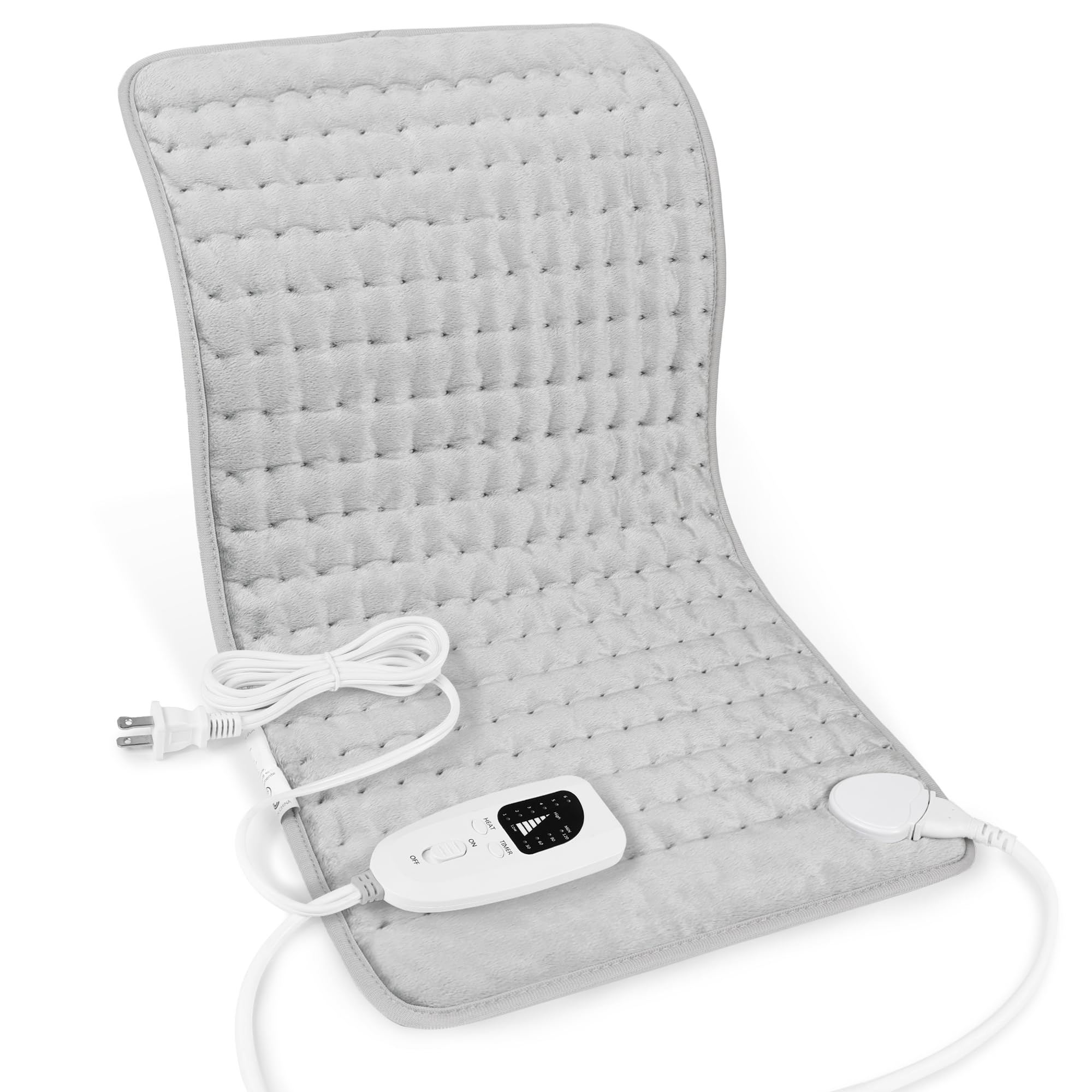 Heating Pad,Electric Heating Pads for Back,Neck,Moist Heating Pad for Abdomen Shoulder Knee Legs,Dry/Moist Heat&Auto Shut Off,Fathers Day Dad Gifts for Men Birthday,Light Gray,24x12 Inch