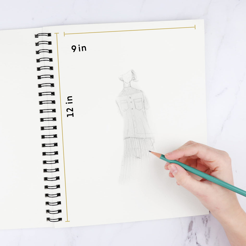 DOODLE HOG 2PK Drawing Pads - 9"x12" White, Perforated, 70lb / 114gsm Sketch Pad - Includes 50 Sheets/Pad; 100 Sheets Total, Ideal for a Variety of Dry Media - Drawing Paper for Artists, Students & Kids