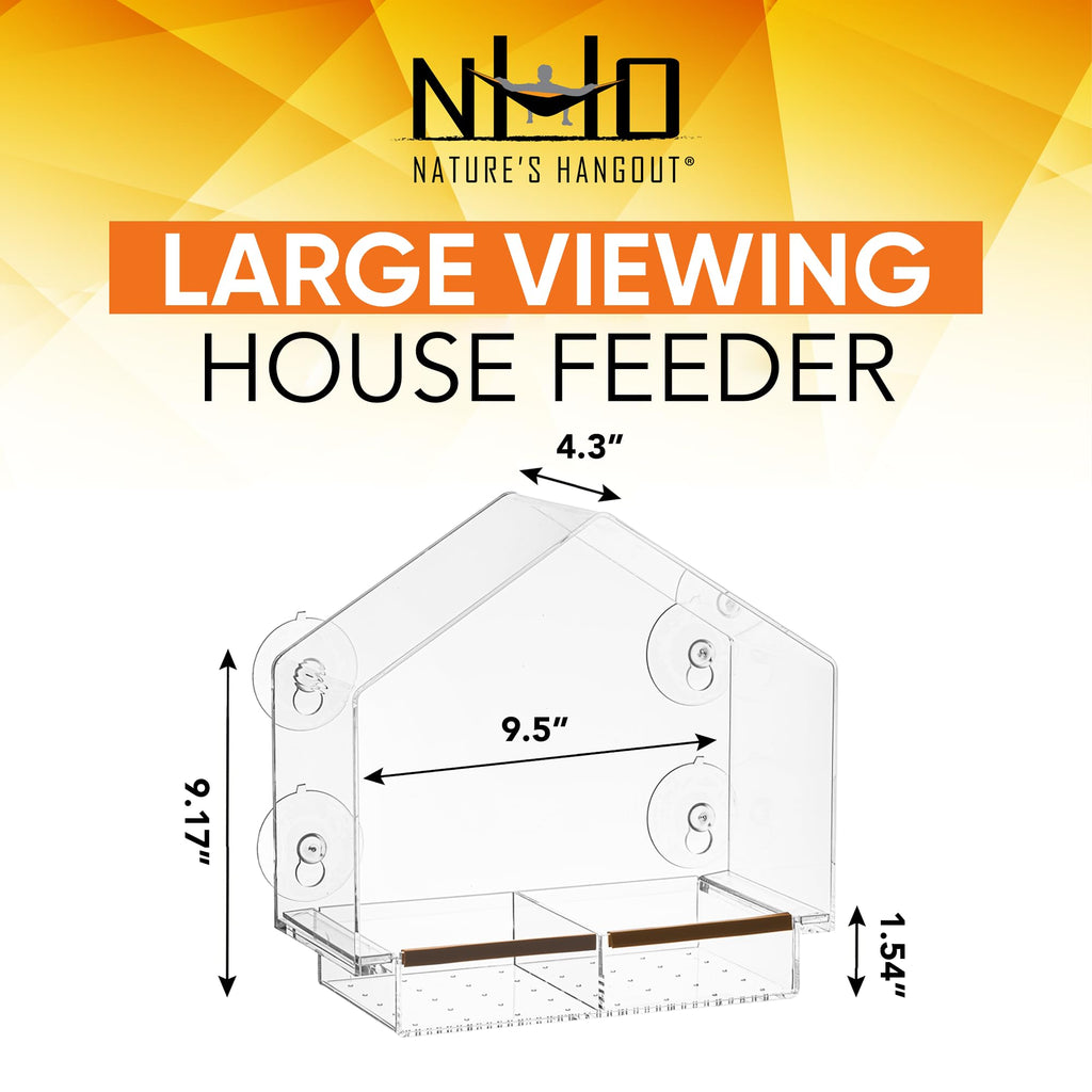 Window Bird Feeder with Strong Suction Cups, Clear Window Bird Feeders for Outside - Transparent Bird House, Balcony Glass Mount, Acrylic Cat, Kids & Elderly Viewing Clear Bird Feeder for Window Perch