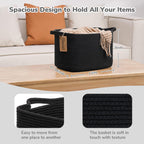 Goodpick Black Storage Basket for Shelves, Woven Baskets for Storage, Toy Baskets Storage Kids, Towel Basket with Handles for Living Room, Bathroom, 13 x 10 x 9 Inches