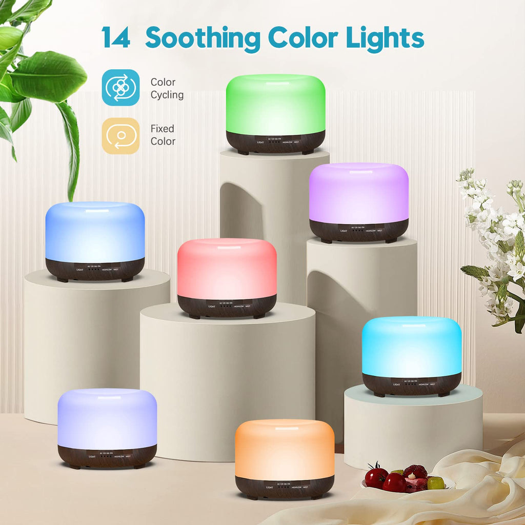 YIKUBEE Diffuser, 500ml Essential Oil Diffuser, Oil Diffuser with Remote Control, Aromatherapy Humidifier, Diffusers for Home, Diffusers for Essential Oils Large Room