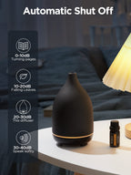 InnoGear Oil Diffuser, 150ML Ceramic Diffuser for Essential Oils Handcrafted Aromatherapy Diffuser Ultrasonic Cool Mist Humidifier with 2 Mist Modes Waterless Auto Off for Room Office, Black