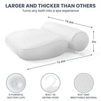 LuxStep Bath Pillow Bathtub Pillow with 6 Non-Slip Suction Cups,14.6x12.6 Inch, Extra Thick and Soft Air Mesh Pillow for Bath - Fits All Bathtub, White