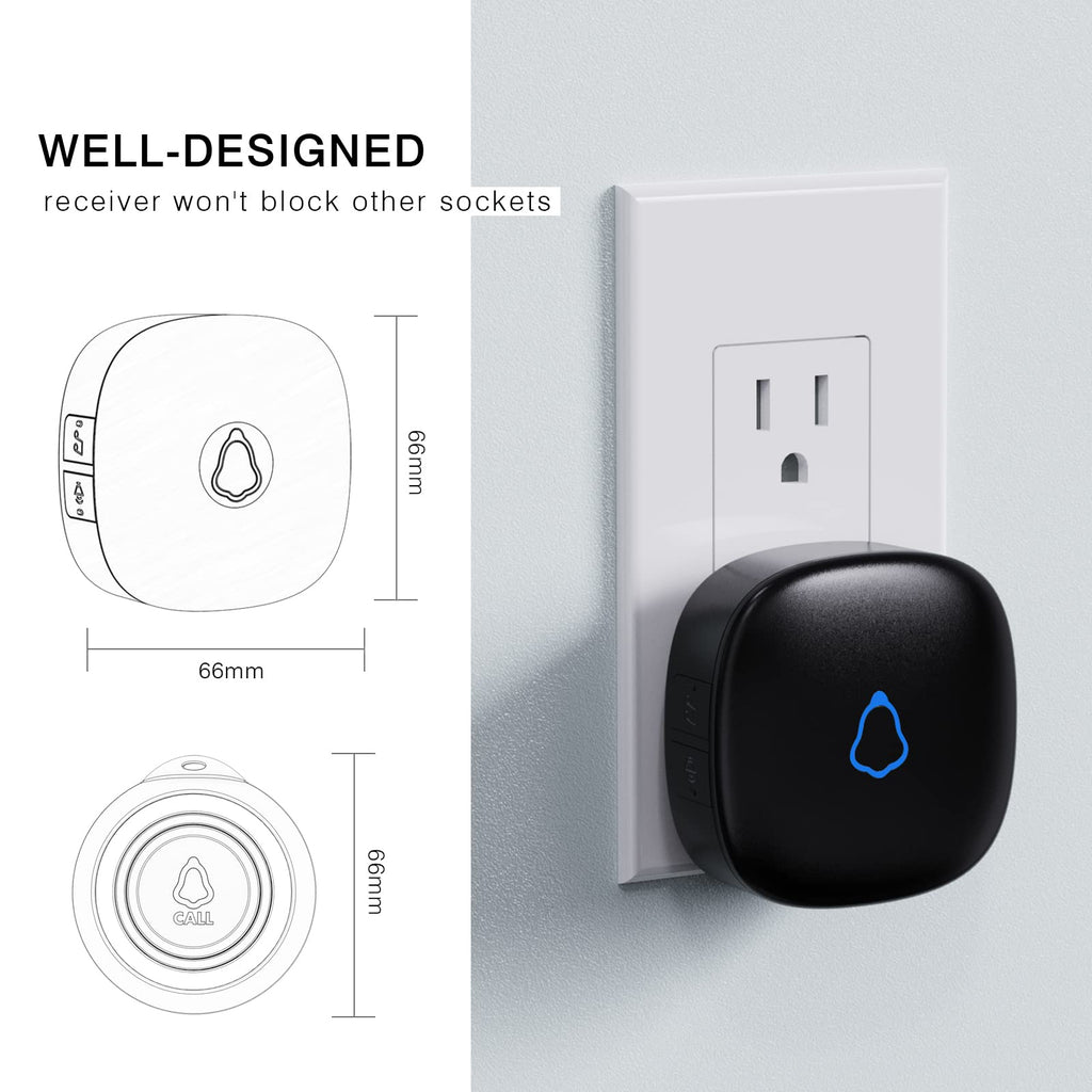 Caregiver Pager, Wireless Call Button for Seniors/Elderly at Home, 1 SOS Button + 1 Receiver Medical Life Alert System, Emergency Panic Call Bell, Help Alarm for Nurse Calling & Patient Assistance