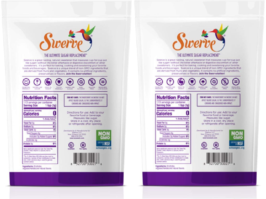 SWERVE The Ultimate Sugar Replacement - Icing Sugar, 340 Grams (2 Pack)