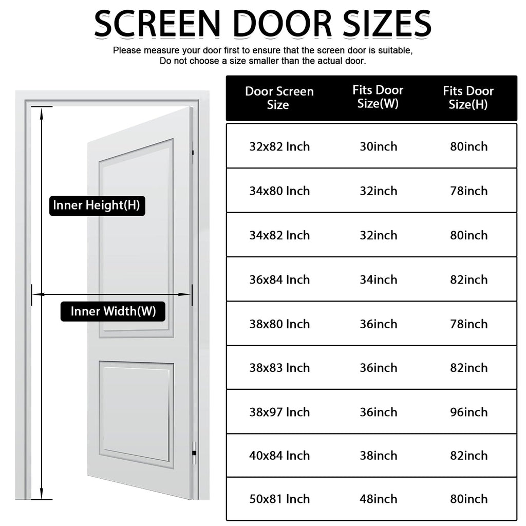 Magnetic Screen Door with Stay Open Buckles - Door Curtains Heavy Duty Self-Sealing Mesh,Powerful Magnets (Fit for Door Size:36x82 Inch,Screen Itself Size:38x83 Inch, Black)
