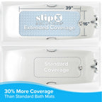SlipX Solutions Power Grip Extra Long Bath Tub & Shower Mat 39x16, Wet Floor Non-Slip for Elderly & Kids Bathroom, 30% Longer Bathtub Mats, 200 Suction Cups, Drain Holes (1, Solid Gray)