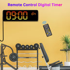 Soobest 14" Large Remote Digital Wall Clock with Timer for Living Room Home Gym, Plug in Big LED Electric Color Changing Clock with Date Day of Week Temperature Display for Elderly Seniors, Auto DST
