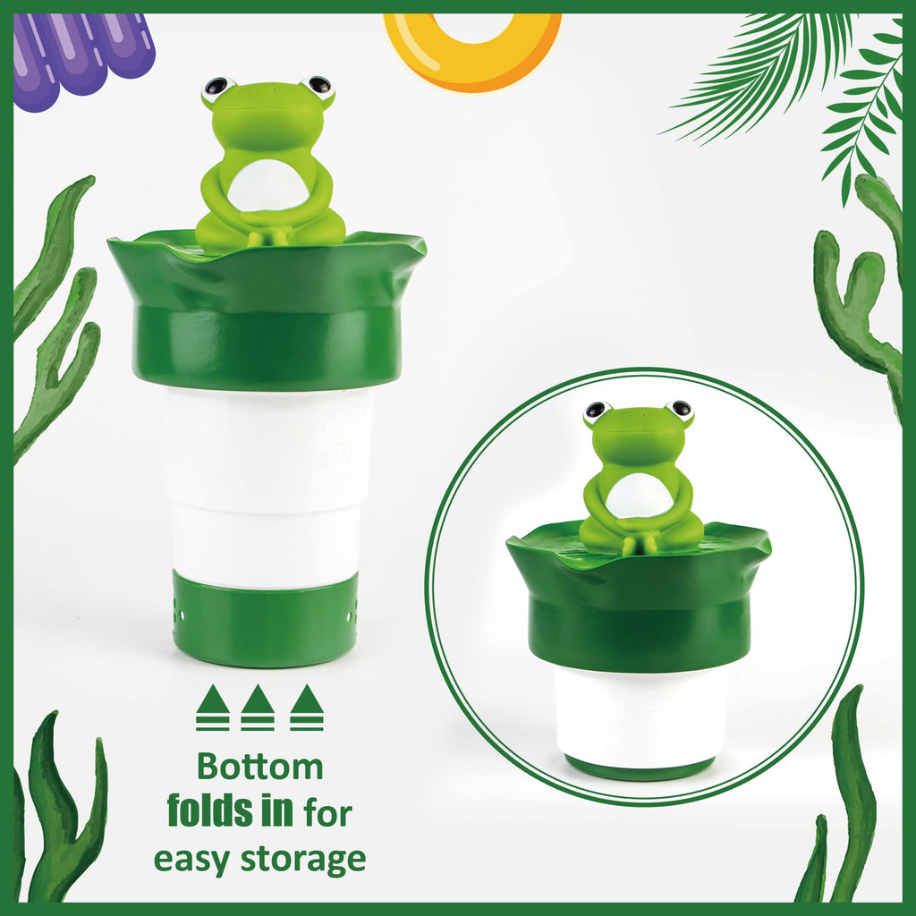 MKLZ Chlorine Floater for Pool, Floating Large Chlorine Dispenser, Bromine Tablet Holder, Fits 1 and 3 Inch Tablets for Above & In-Ground Swimming Pools, Spa Hot Tub, Funny Frog Float