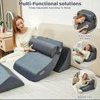 PIASHJOY 4pcs Bed Wedge Pillow Post Surgery,Wedge Pillow for Sleep apnea for Relief of Body Back and Leg Pain,Acid Reflux and Anti-snoring.
