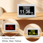 SSYA Digital Calendar Alarm Clock - Dementia Clocks for Vision Impaired, Elderly, Memory Loss Clock with Non-Abbreviated Clock with Date and Day (7 inch)