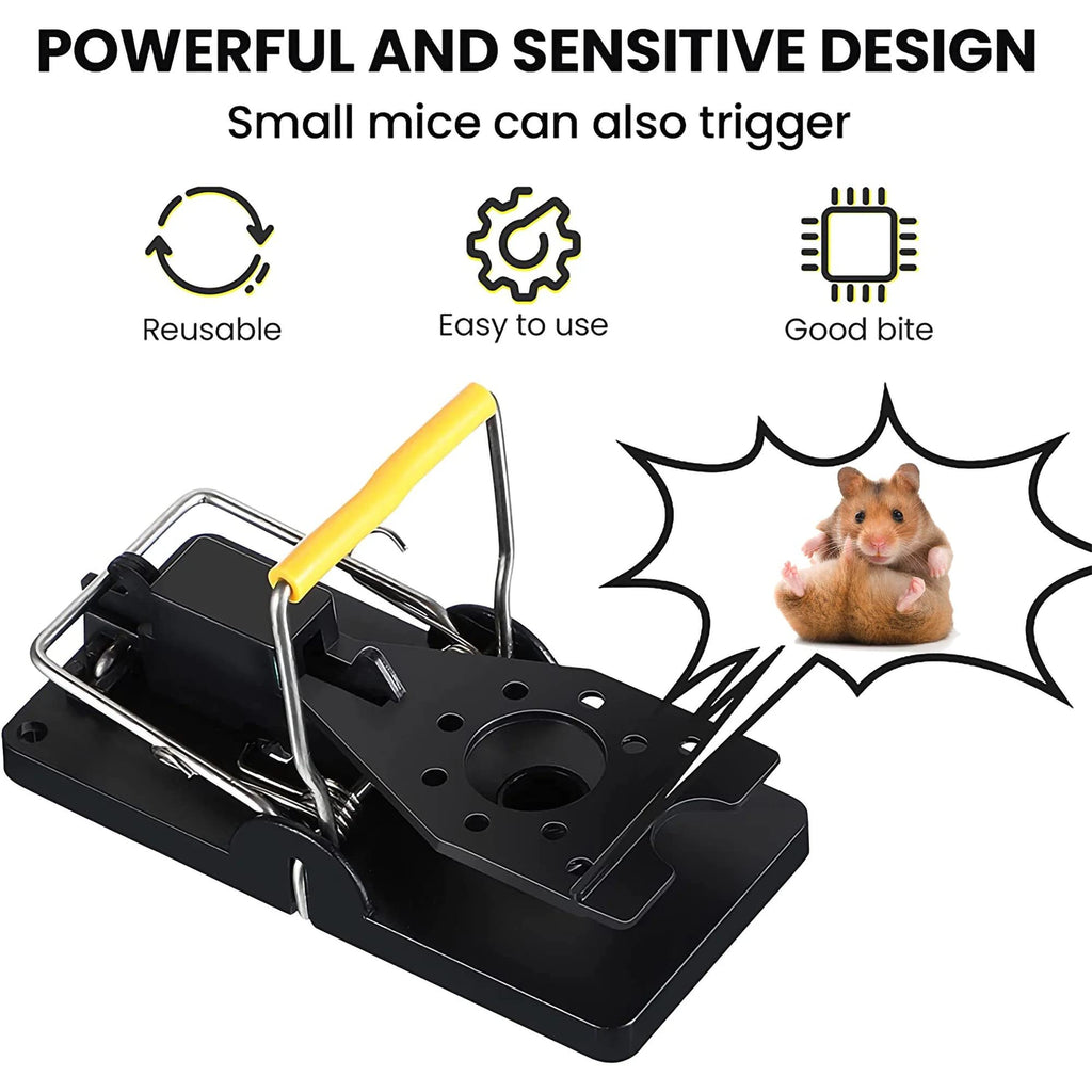 Grandpa Gus's Pest Control Small Snap Traps for Mice, Durable Plastic, Stainless Steel Powerful Spring Arm & Very Sensitive Trigger (Pack of 12)