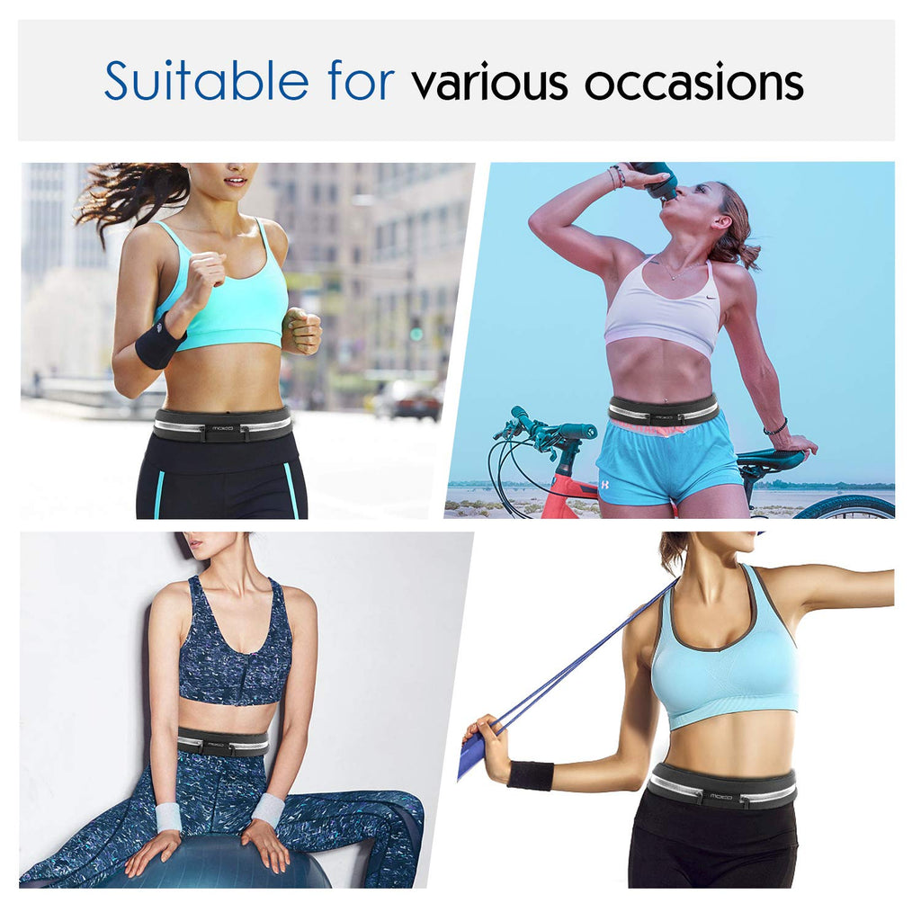 Sports Running Belt,Outdoor Dual Pouch Sweatproof Reflective Slim Waist Pack,Fitness Workout Belt Fanny Pack Compatible with iPhone 11/11 Pro Max/X/Xr/Xs Max/8/7, Galaxy Note 10/10 Plus, S20/S10
