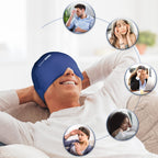 Comfitech Migraine Ice Head Wrap, Headache Relief Hat for Migraine Cap for Tension Puffy Eyes Migraine Relief Cap for Sinus Headache and Stress Relief Cold Compress (Medium Blue)