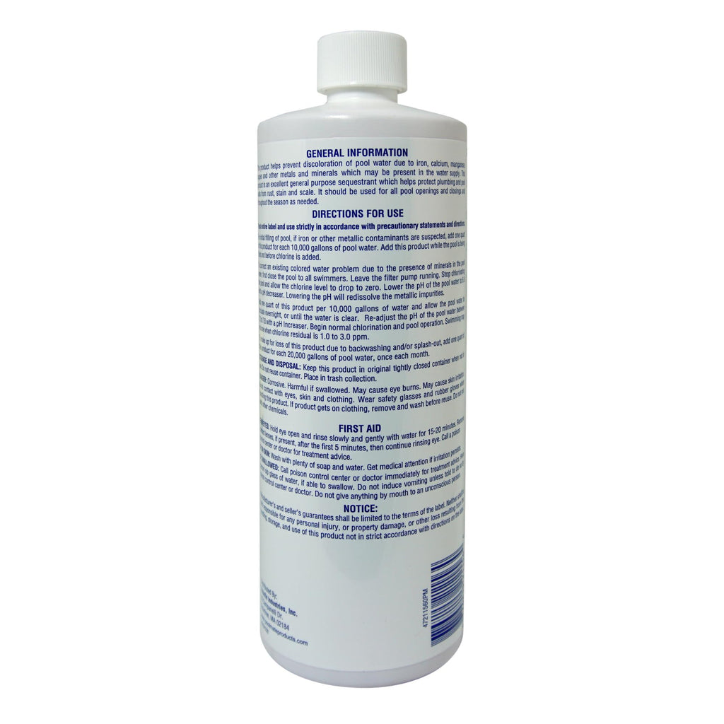 Pool Mate 1-Quart 4-Pack Concentrated Metal Out Stain and Mineral Inhibitor, Pool Metal Remover, Stain Remover, Made in USA