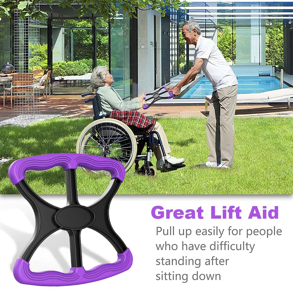 Yuhoo Lift Assists Standing Aid-Handicap Bar with No-Slip Grip Handles, Contact Free Grip Lift Assist Foot Standing Mobility Aid, Portable Help Seniors Handicapped Transfer Assistant(Purple)