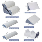Acxseo 6pcs Orthopedic Bed Wedge Pillow Set for After Surgery, Foam Wedge for Sleeping/Back, Neck, Leg Support, Acid Reflux, Gerd, Anti Snoring, Adjustable Support Pillow with Washable Cover - White
