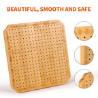 CraftyManor 10 in Blocking Boards for Crochet Projects with Rose Pattern, Crochet Blocking Board with Pegs, Granny Square Blocking Board with 20 Stainless Steel Pegs, Bamboo