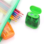 4 Pack Double Holes Pencil Sharpener Manual Sharpeners with Lid for Kids, School, Office, Home(Blue, Green, Orange, Rose)